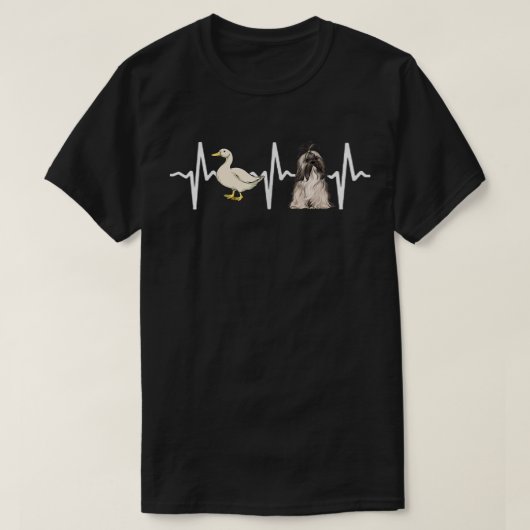 T-shirt White Duck Lhasa Apsos Amoureux des chiens Heartbe (Design devant)