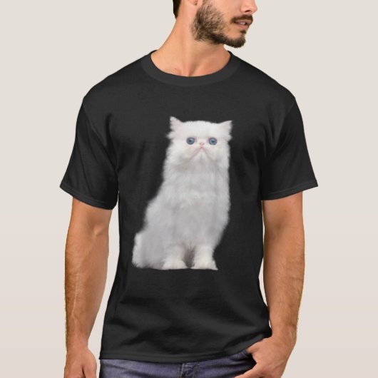 T-shirt White fluffy kitty with bright blue eyes (Devant)