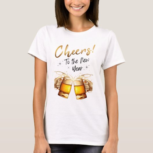 T-shirt White & Gold Cheers to New Years Eve Party 2024 (Devant)