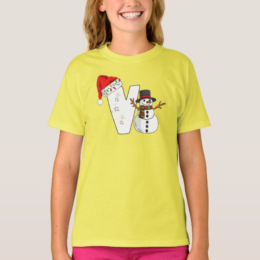 T-shirt White letter v christmas gift  (Devant)