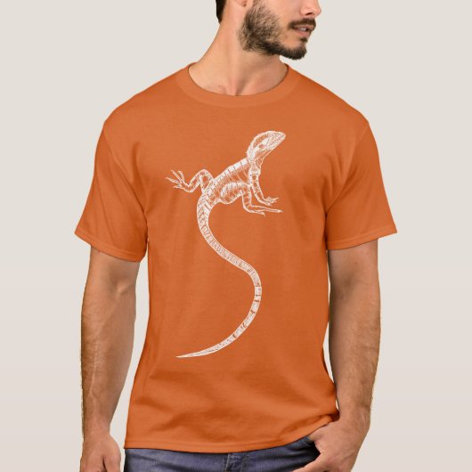 T-shirt White Majestic Australian Water Dragon Line Art re (Devant)