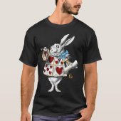 T-shirt White Rabbit Alice Wonderland Hearts (Devant)