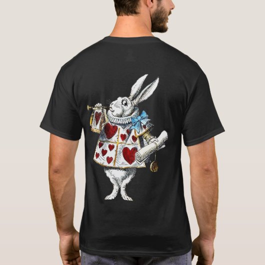 T-shirt White Rabbit Alice Wonderland Hearts (Dos)