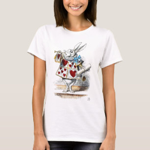 T-shirt White Rabbit Alice Wonderland Hearts