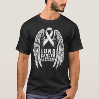 T-shirt White Ribbon Lung Cancer Survivor hummingbird