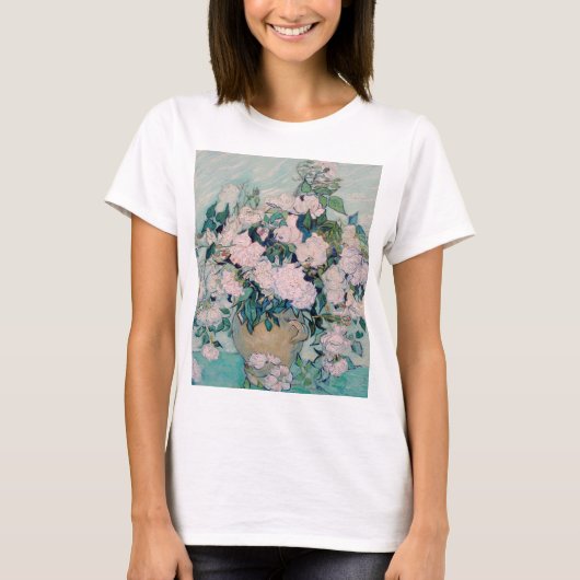 T-shirt White Roses-1890-Vincent van Gogh (Devant)
