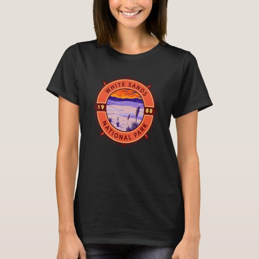 T-shirt White Sands National Park Retro Compass Emblem (Devant)