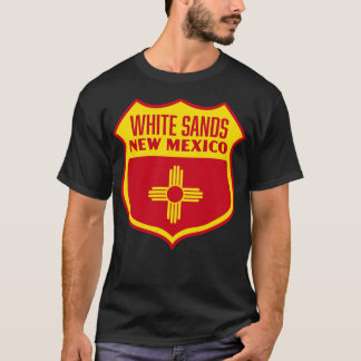 T-shirt White Sands Nouveau Mexique Retro Drapeau Bouclier
