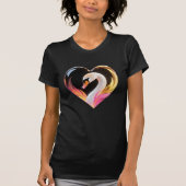 T-shirt White Swan Heart Frame Neon Pop Art (Devant)