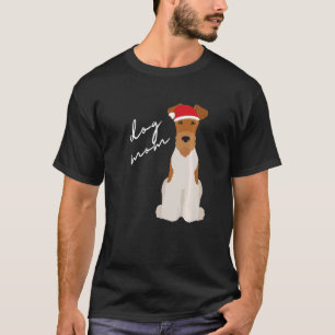 T-shirt White & Tan Fox Terrier Chien Maman Noël