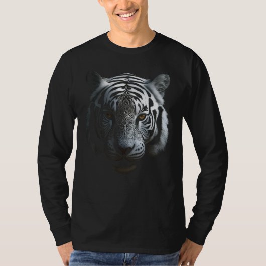 T-shirt White Tiger Artwork - Mandala Animal Art Tiger (Devant)