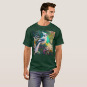 T-shirt White Tufé Turquoise Wing Jay Imaginaire Bird (Devant entier)