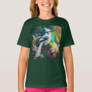 T-shirt White Tufé Turquoise Wing Jay Imaginaire Bird