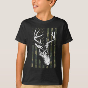 T-shirt Whitetail Buck Deer Hunting USA Camouflage Amériqu