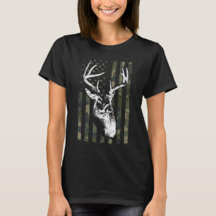 T-shirt Whitetail Buck Deer Hunting USA Camouflage Amériqu