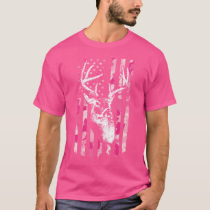 T-shirt Whitetail Buck Wo Deer Chasse Camo Rose Américain