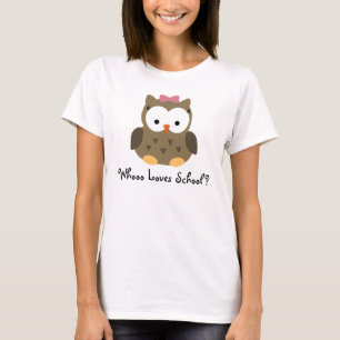 T-shirt Whooo aime l'école ? Chemise mignonne de