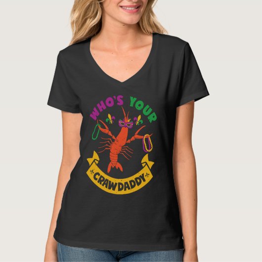 T-shirt Who's Your Crawdaddy Crawfish Jester Beads  Mardi  (Devant)