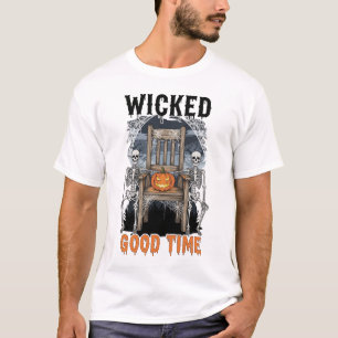 T-shirt Wicked Good Time Halloween Skeleton Citrouille T-S