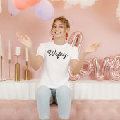 T-shirt Wifey Modern Black Script Blanc, Cadeau pour femme