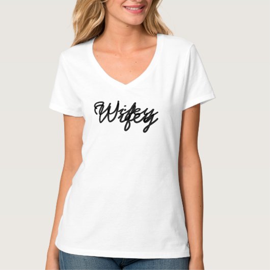 T-shirt Wifey Modern Black Script Blanc, Cadeau pour femme (Devant)