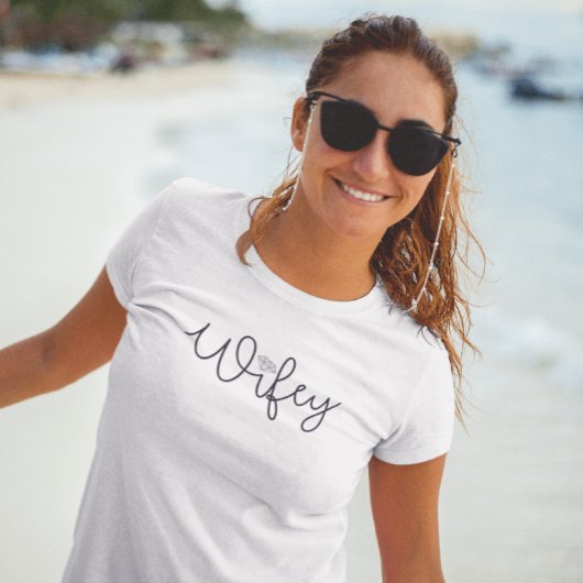 T-shirt Wifey Moderne Noir Écriture Diamant