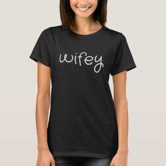 T-shirt Wifey moderne noir Script femmes blanches