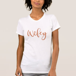 T-shirt Wifey Terracotta Script Blanc Moderne Femmes