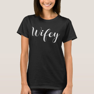 T-shirt Wifey White Modern White Script Black Womens 