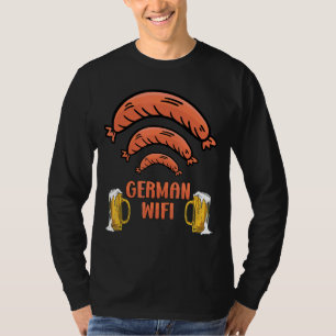 T-shirt Wifi Allemand Saucisse Et Bière Wurst Simplifiée