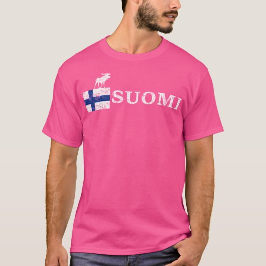 T-shirt Wikstroem Finlande Moose Drapeau Suomi usagé Look (Devant)