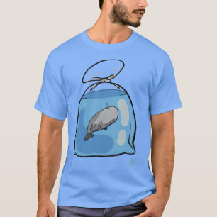 T-shirt Wilbur the explorer whale in a plastic bag
