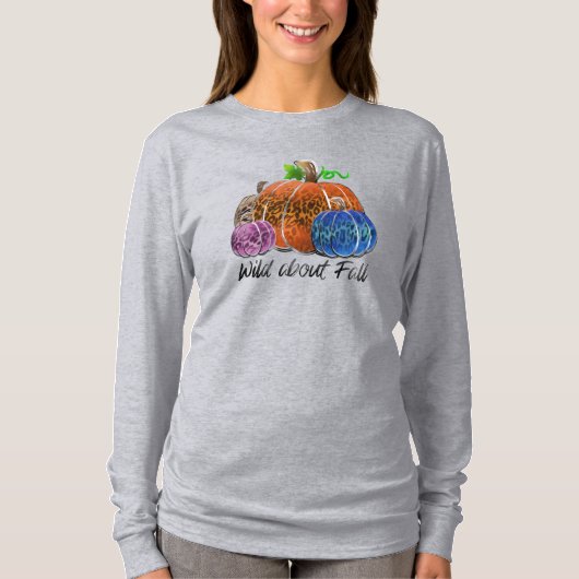 T-shirt Wild About Fall Empreintes de léopard Citrouilles (Devant)