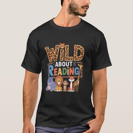 T-shirt Wild About Reading Books Reader Lover Bookworm Lib (Devant)