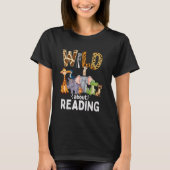 T-shirt Wild About Reading, Reading Books And Bookworm Lib (Devant)