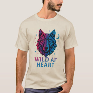T-shirt Wild at Heart Neon Wolf - Art animal géométrique