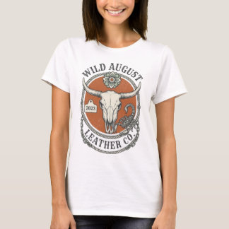 T-shirt Wild August Leather Co Desert Skull Retro Badge 