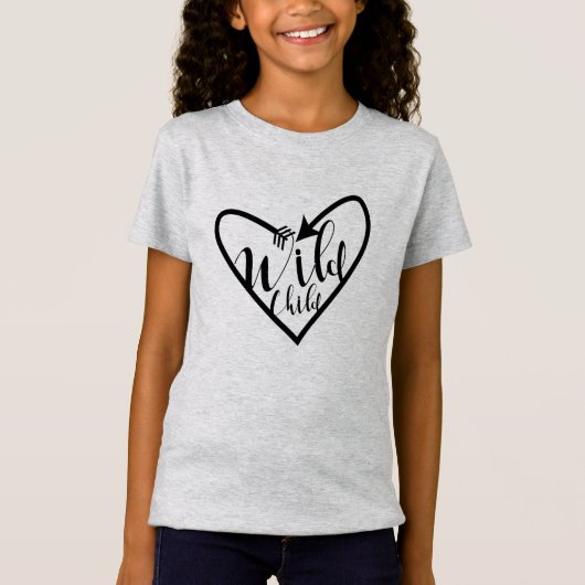 T-Shirt Wild Enfant Script Flèche Coeur Boho Chic (Devant)