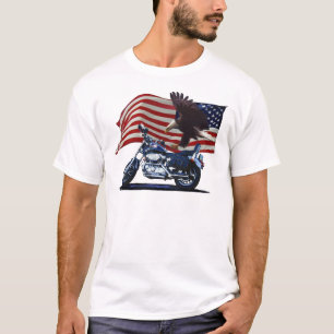 T-shirt Wild & Free - Aigle patriotique, Motorbike & US Dr