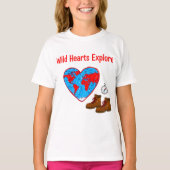 T-shirt Wild Hearts Explore Map and Hiking Boots Art (Devant)