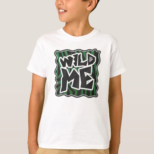 T-shirt Wild Me vert et noir zèbre modèle (Devant)