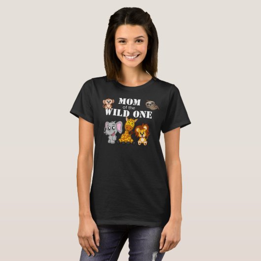 T-shirt Wild One Jungle Safari 1er anniversaire Maman (Devant entier)