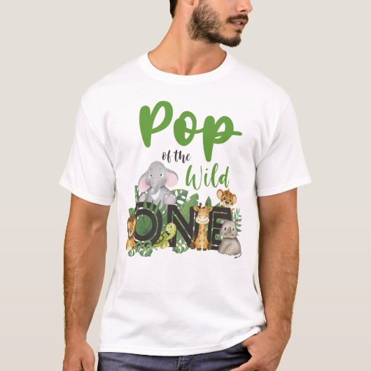 T-shirt Wild One Pop Jungle Safari Famille d'anniversaire (Devant)