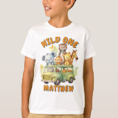 T-shirt Wild un safari animaux garçons anniversaire (Devant)