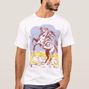 T-shirt Wild West Cowgirl : Dessin Vintage Line.