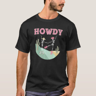 T-shirt Wild West Dancing Skeletons Rodeo Yeehaw C
