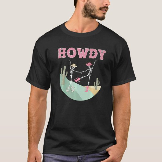 T-shirt Wild West Dancing Skeletons Rodeo Yeehaw C (Devant)
