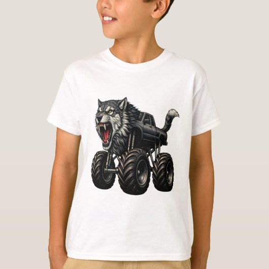 T-shirt Wild Wolf Monster Truck (Devant)