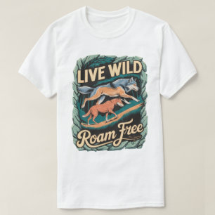 T-shirt Wild Wolves Aventure Retro Nature