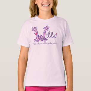 T-shirt Wilda Girls nom signifiant W monogramme coeur viol